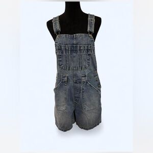 Disney Women Denim Jean Bib Overalls Shortalls Loose Retro Style Size Small